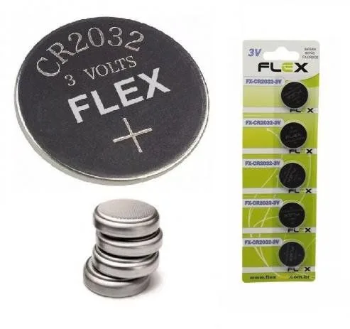 Bateria CR2032 De Lithium Botão 3v Flex Gold com 5 Unidades