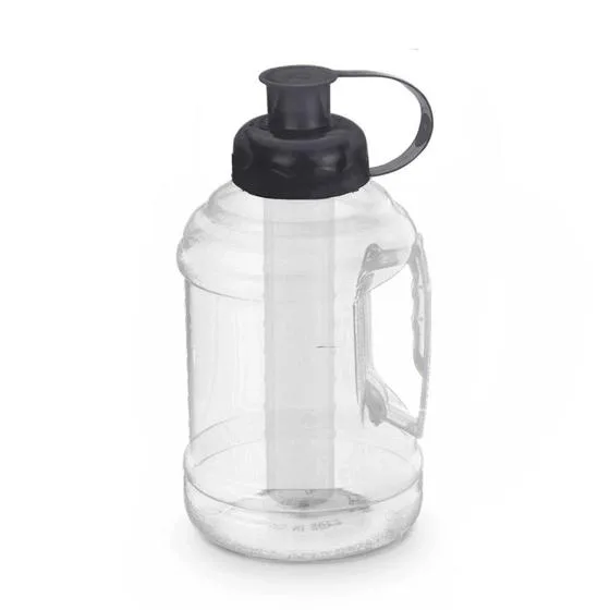 Squeeze Garrafa Redonda Pet com Alça e Tubo Gelo - 1 Litro