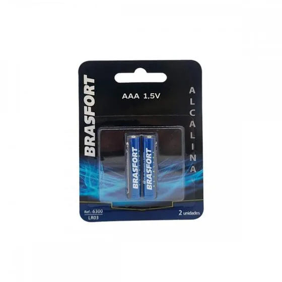 Pilha Alcalina AAA Palito 1,5V Brasfort - Cartela c/ 2