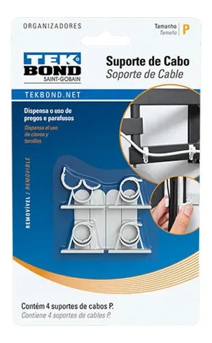 Suporte Grampo Para Fios E Cabos Com Adesivo Tekbond