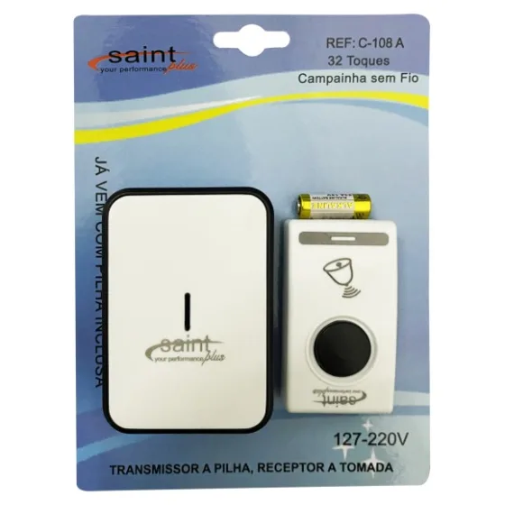 Campainha Sem Fio Para Tomada 32 Toques Bivolt 110/220