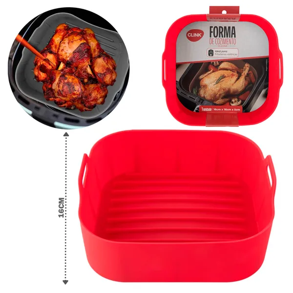 Forma de Silicone Quadrada com Alça para Air fryer 16cm - Imagem 3