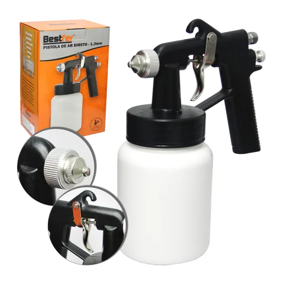 Pistola de Pintura Ar Direto 1,3mm Com 2 Bicos 650ml Bestfer