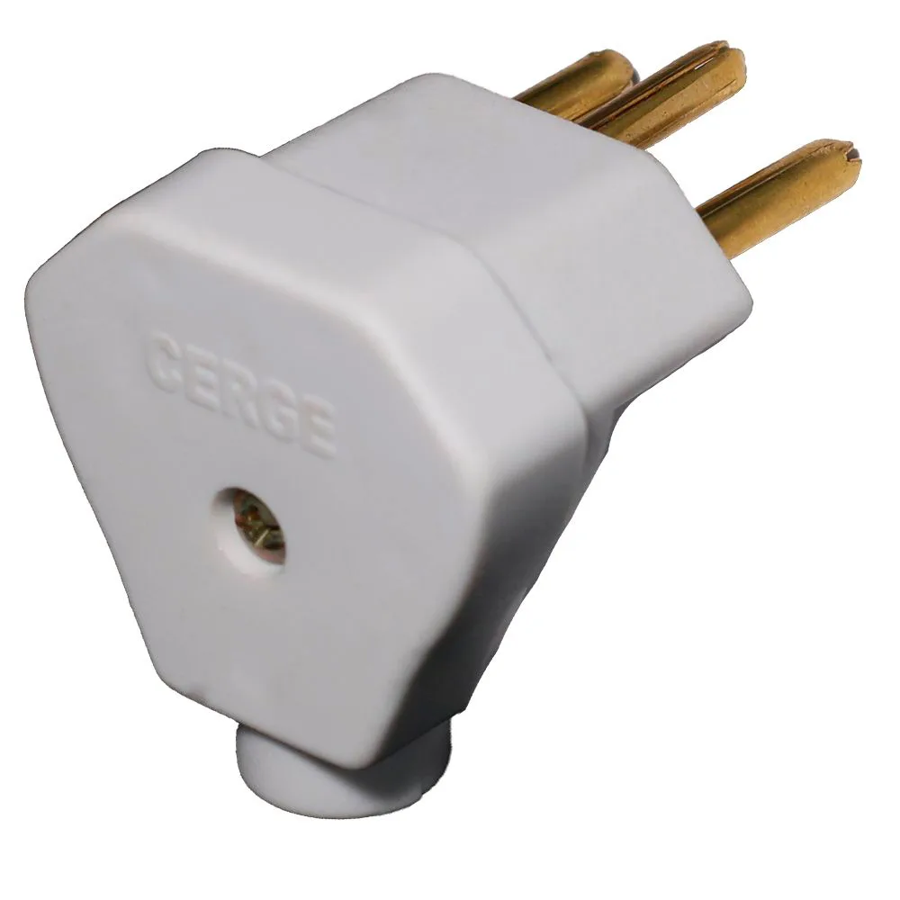 Plug de Tomada Macho 3 Pinos 10a Triangular Branco - Imagem 2