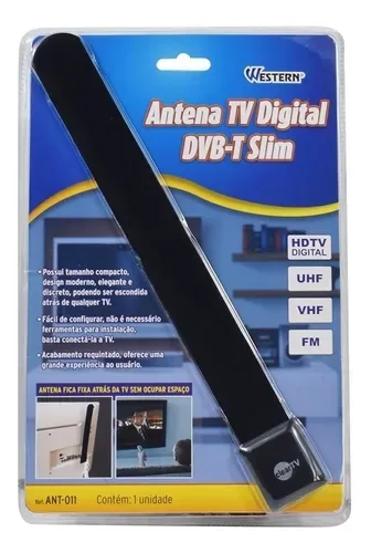 Antena Digital Tv Interna Modelo Régua Dvb-t Slim Sem Cabo