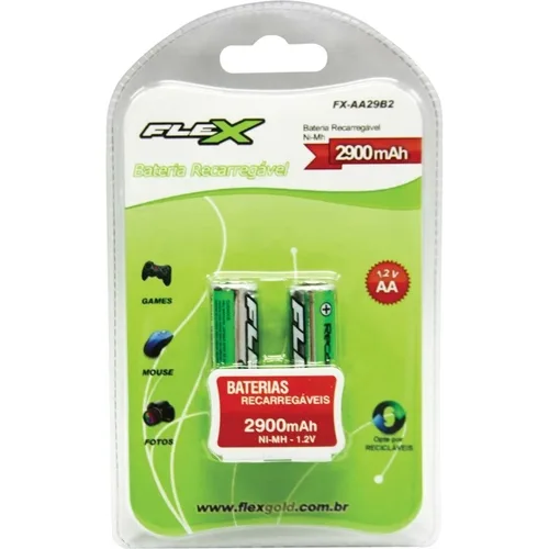 Pilha Recarregável Pequena AA 2900Mah 1.2V. - Blister Com 2