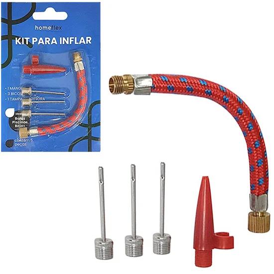 Kit 5 peças para inflar bola pneu bexiga bóia infláveis