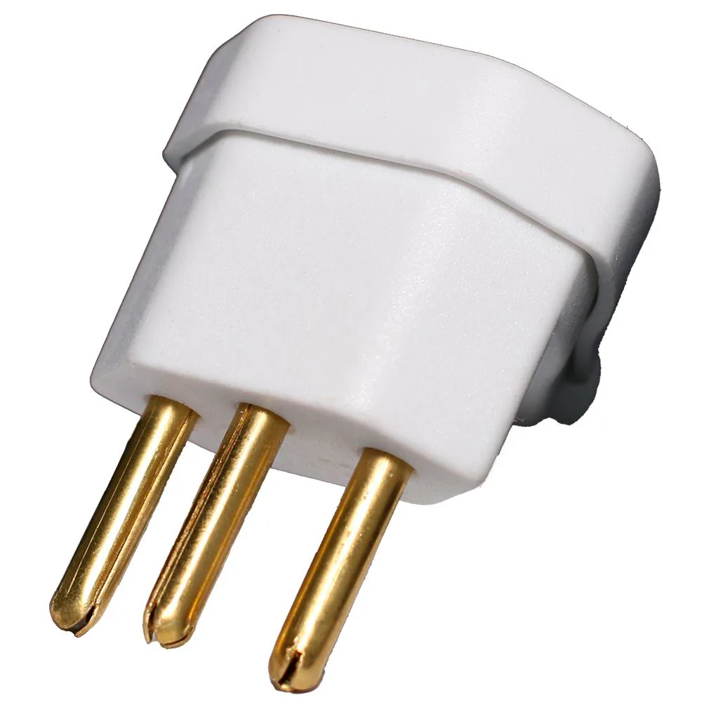 Plug de Tomada Macho 3 Pinos 10a Triangular Branco - Imagem 3