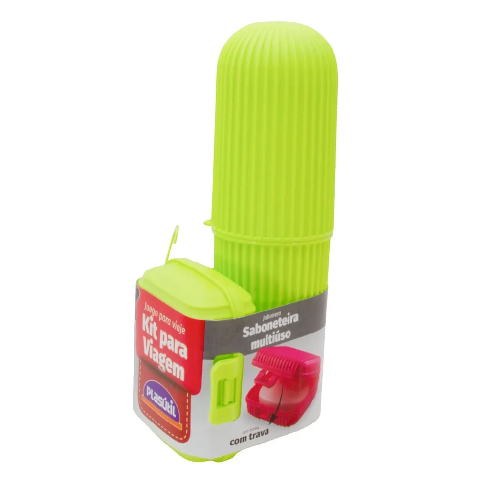 Kit P/ Viagem Porta Escova de Dente Multiuso e Saboneteira