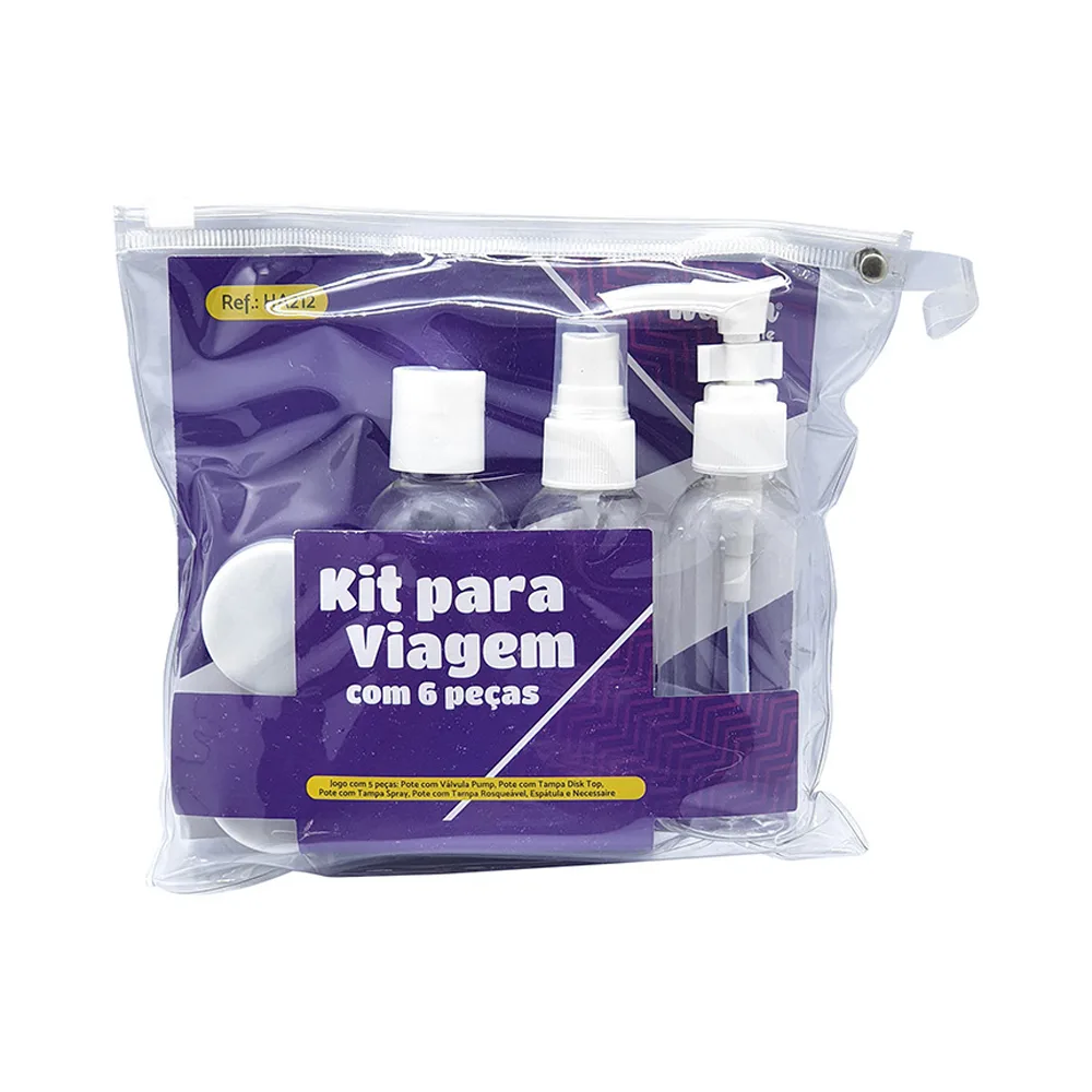 Kit Viagem Frascos Vazios 5 Peças + Necessaire Plástico - Imagem 2