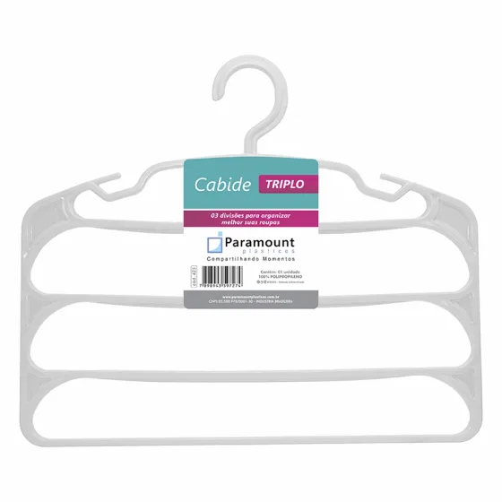 Cabide Triplo Branco Para Roupas - Paramount