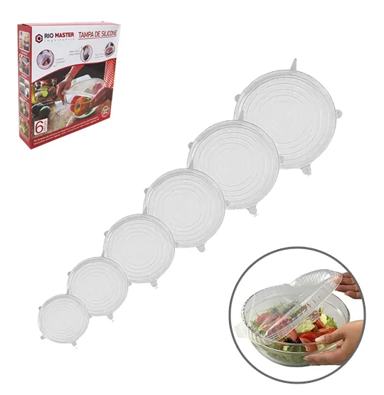 Jogo Tampa de Silicone Elástica 6pçs Transparente
