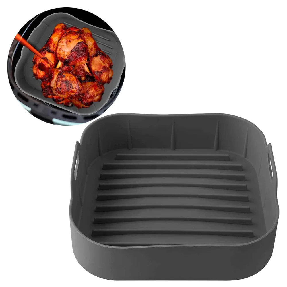 Forma de Silicone Quadrada com Alça para Air Fryer 19cm