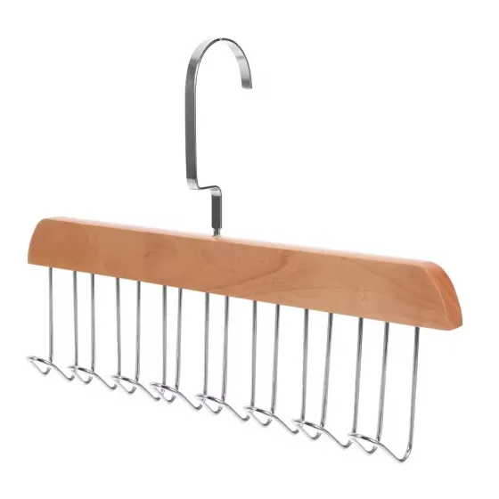 Kit 2 Cabides Organizadores Multifuncionais 8 Ganchos Madeira