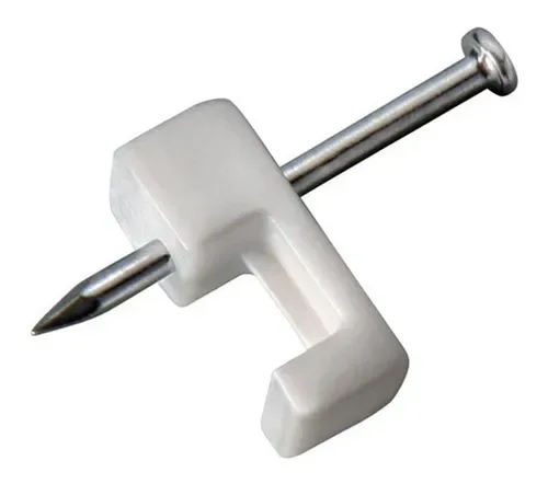 100 Miguelão Grampo 4mm Fixa Fio 10x12 Branco Com Prego Aço