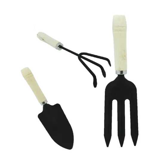 Kit Ferramentas Jardinagem 3pcs com Pá + Garfo e Ancinho