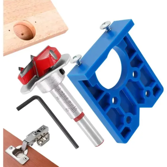 Kit Broca Forstner 35mm Gabarito Dobradiça Caneco MDF