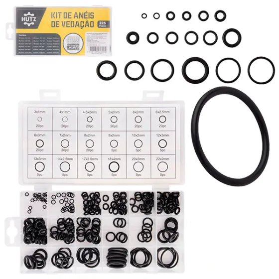 Kit Anéis Orings de Vedação 225 Peças Vários Tamanhos
