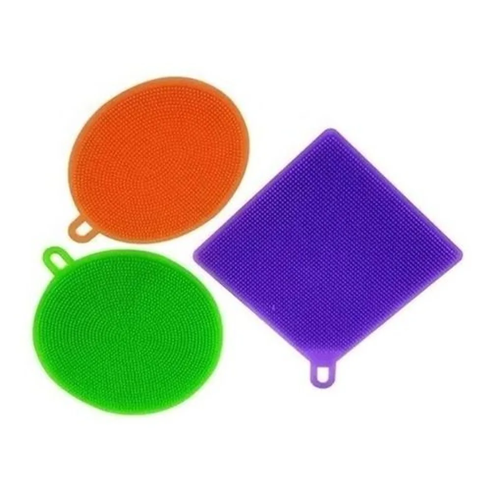 Jogo De Esponjas De Silicone Lavar Legumes Frutas E Louças - Imagem 3
