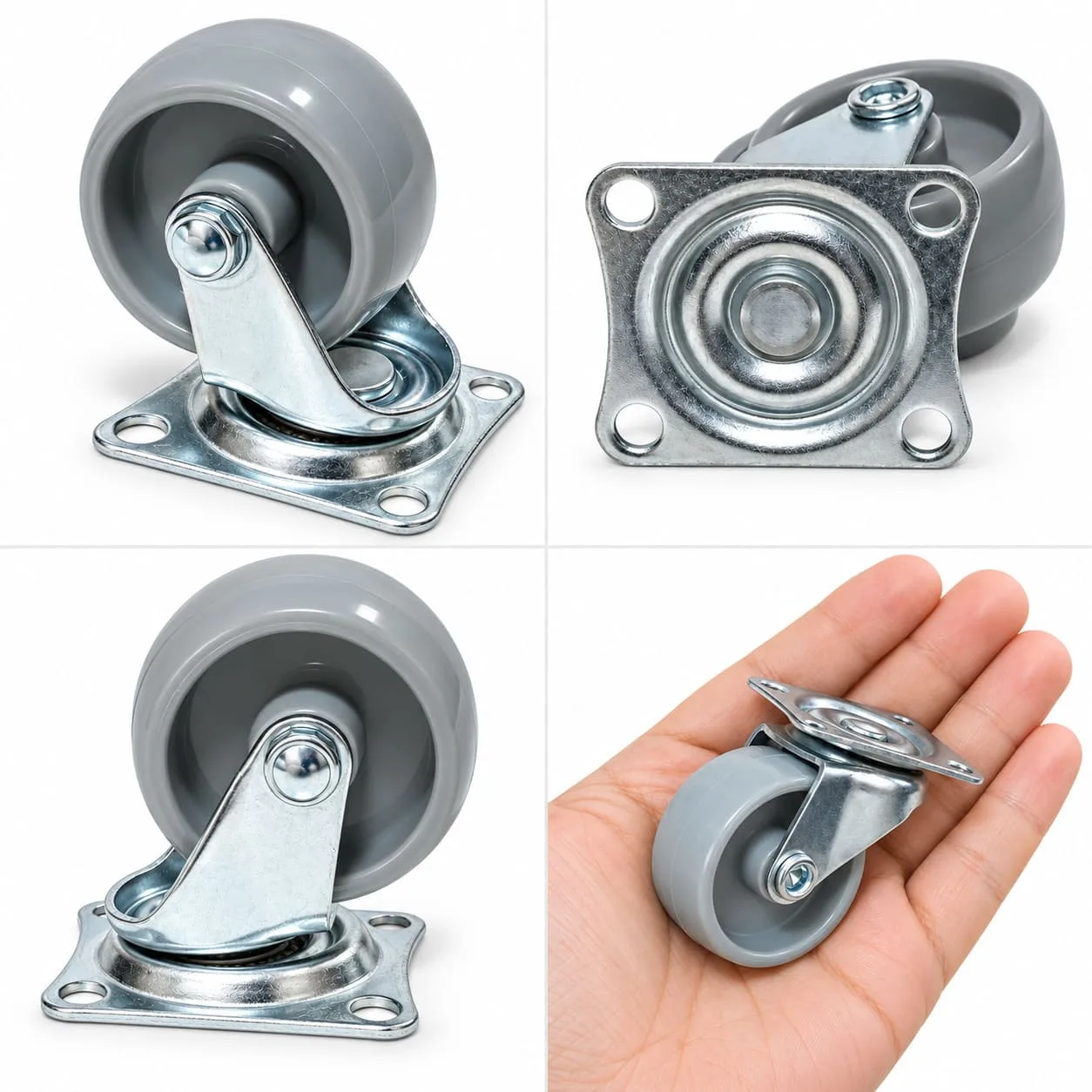 Kit 4 Rodízios Giratórios 360° 32mm com Placa para Móveis - Imagem 3