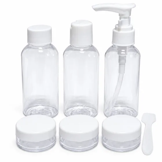 Kit Viagem 3 Frascos 70ml 3 Potes 10g e Necessaire PVC